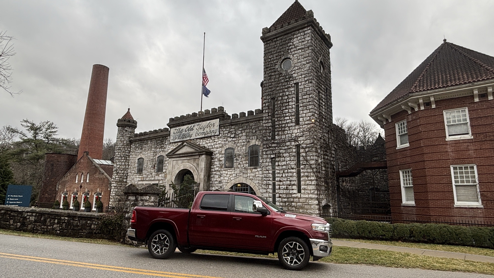 The Ram parked outside the Old Taylor Distillery on the Kentucky leg of the haul.